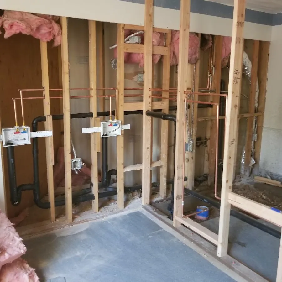 Copper pipe rough-in and plumbing installation in Springville